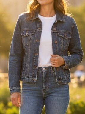 Vintage 90s Eddie Bauer Classic Blue Denim Jacket Medium Buttons Heritage